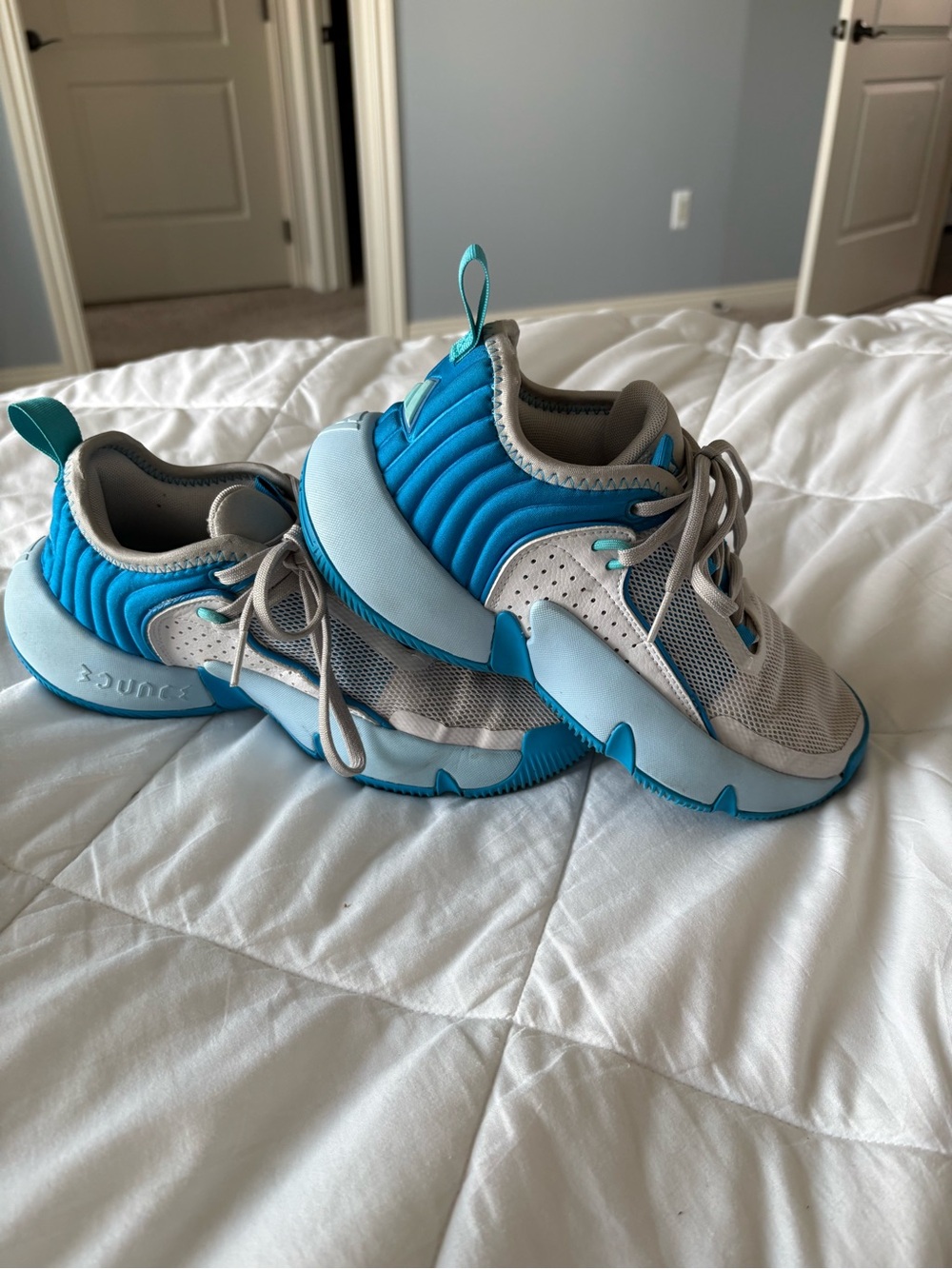 adidas Kids Sky Blue and Gray Athletic Sneakers